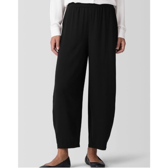 NEW EILEEN FISHER silk georgette crepe lantern pant in black 1X Minimalist - Picture 1 of 12
